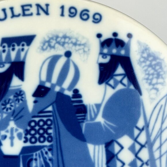 1969 Christmas Plate “De Hellige Tre Konger” Three Wise Men, 7" Blue & White - Picture 3 of 9